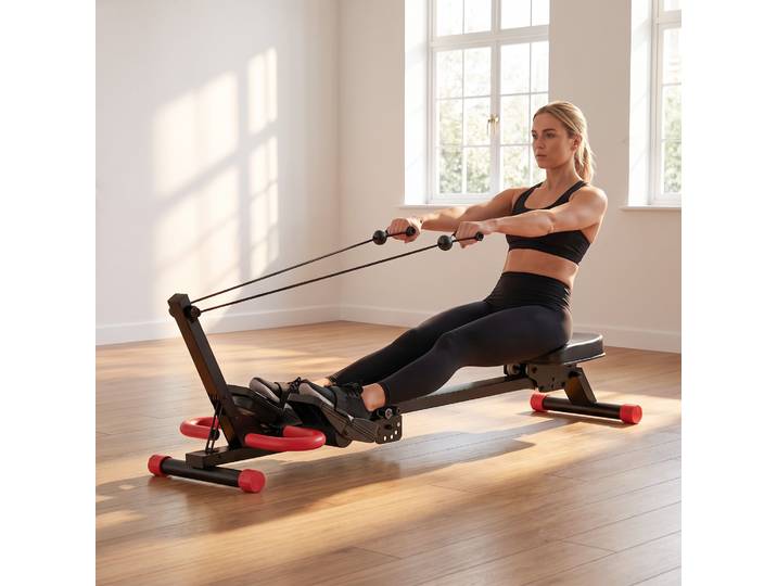 SPORTNOW Rameur Pliable 2-en-1 Résistance LCD Siège 120kg
