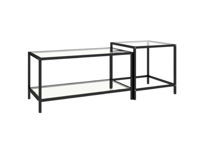 GHVBNMF 2er Set Beistelltische Couchtisch Hartglas Metall Transparent Platzsparende Satztische im Industrie-Look für Wohnzimmer, robuste Tischplatte aus Glas mit stabilem Stahlgestell.