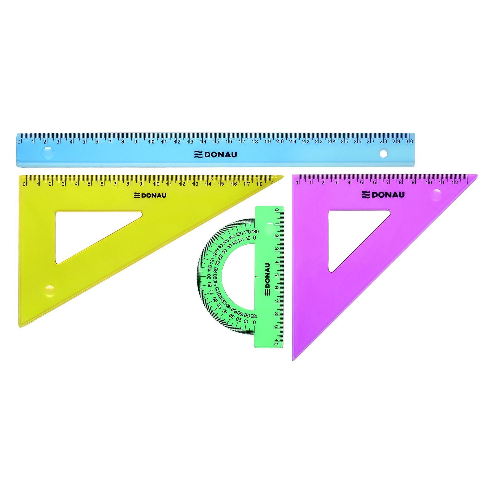 Donau Geometrie-set, gross, anhängerverpackung, farbig sortiert (30 cm, Kunststoff) (41935104)
