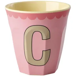 RICE Melamin Buchstabenbecher Vintage Medium, C Pink