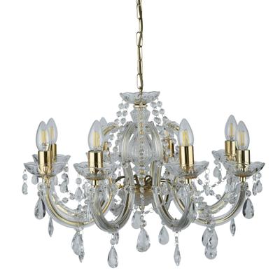 SEARCHLIGHT Kronleuchter "Kristall-Leuchte Marie Therese, 8-flammig", gold, 8, Ø 61cm H: 41cm, 1 Stk., Leuchten, Glamourös, Kronleuchter