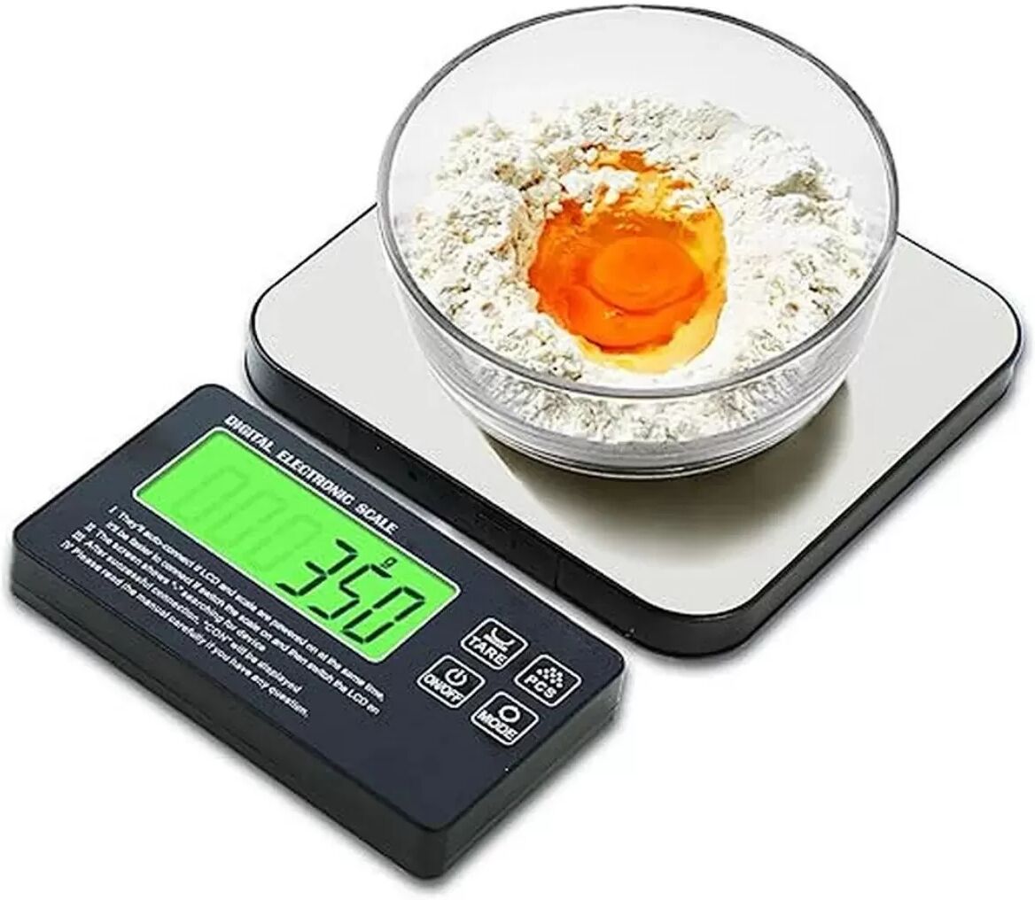 INF Abnehmbare wiederaufladbare digitale Küchenwaage 5kg/1g Präzision mit Edelstahlplattform und separatem Display