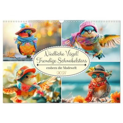 Niedliche Vögel! Trendige Schnabelstars erobern die Modewelt (Wandkalender 2027 DIN A3 quer), CALVENDO Monatskalender