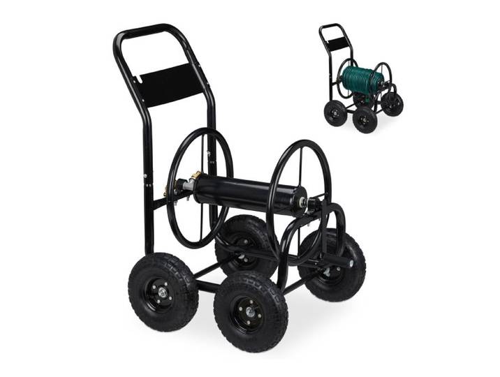 Relaxdays Schlauchwagen Metall schwarz