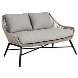 Gartensofa Pembroke von Brafab aus Rattan und Aluminium, modern, beige, inkl. Kissen, 2-Sitzer