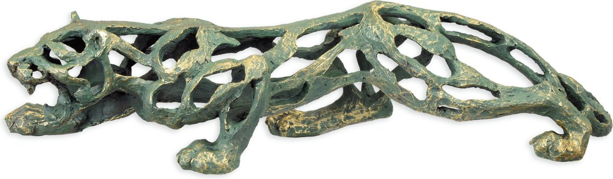 Wexdeco Decoratief Beeld Open Jaguar Groen Resin H 60,8 x B 18,1 cm