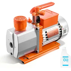 VEVOR Vakuumpumpe, 7 CFM 198 L/min, 2-stufig, 550 W geeignet für R134a, R22, R410a, R1234YF & R32, 4-poliger Motor, für die Wartung von Kfz-Klimaanlagen & die Entgasung von Harzen, inkl. Öl