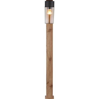 Außen-Stehlampe GLOBO LIGHTING "ETSI", braun (holzoptik dunkel), B:14,5cm H:100cm L:9cm, Leuchten, Außenleuchte für Garten & Terrasse Edelstahl
