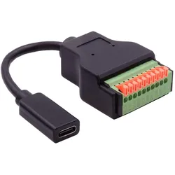 Exsys USB-C Terminal Block Adapter, Schnittstellen Adapter, Schwarz