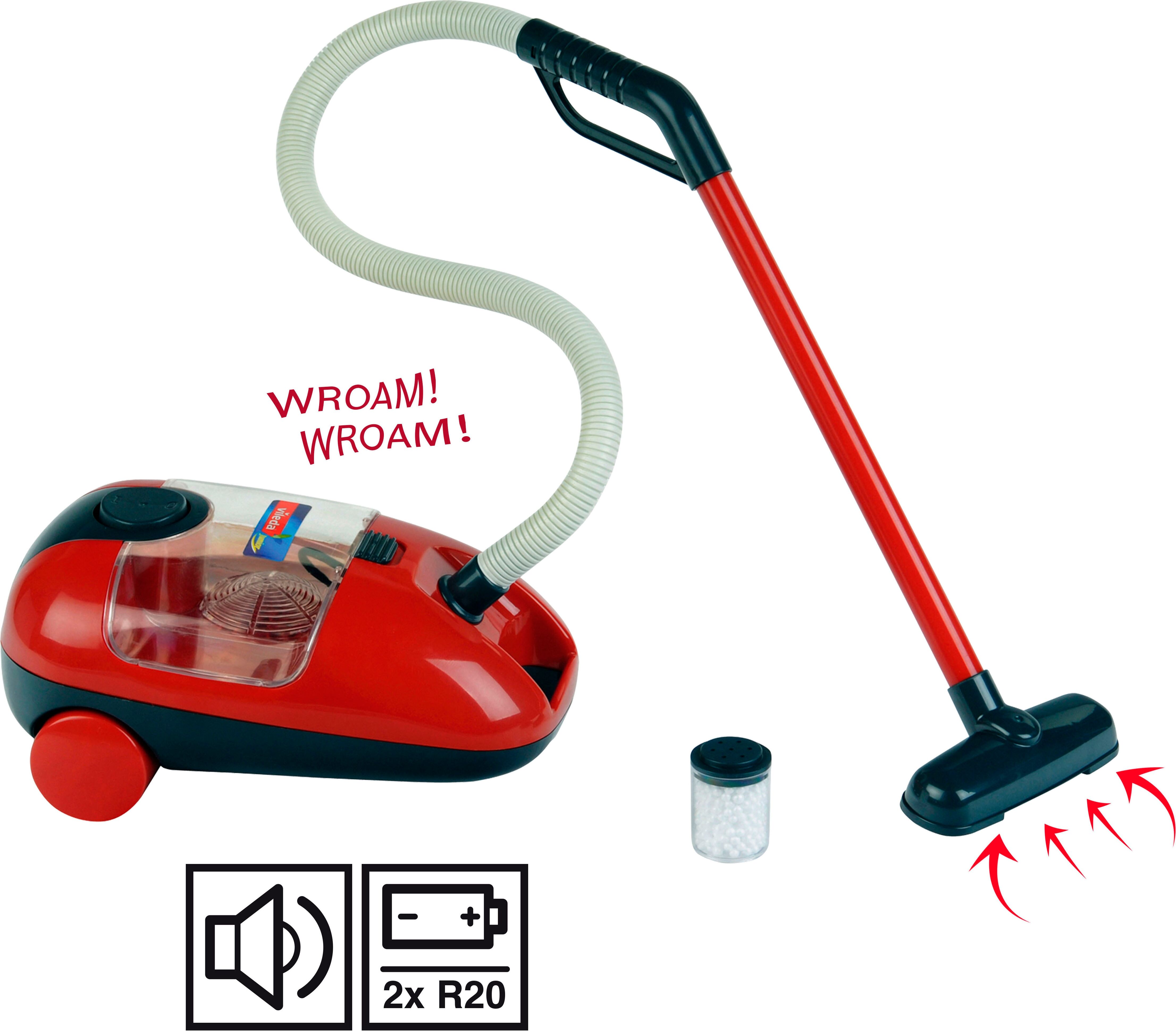 Kinder-Staubsauger KLEIN "Vileda Staubsauger", rot, Spielzeug-Haushaltsgeräte, KinderB:17cm H:15cm L:29cm, Kunststoff, Kinder-Staubsauger, mit Sound, Made in Germany, B:17cm H:15cm L:29cm