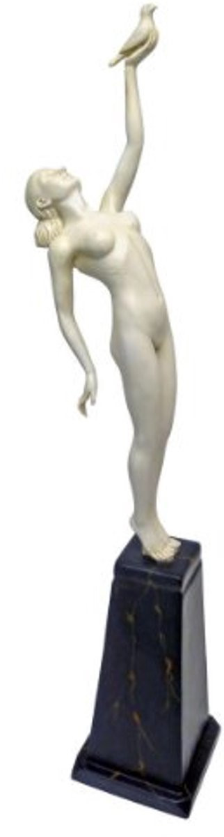 Art Deco Standbeeld Meisje met Duif van Marmeren Hars voor op Tafel