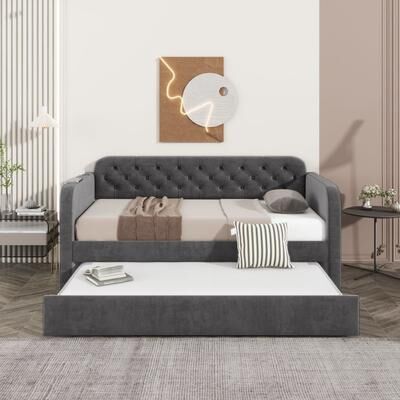 Direct Wicker Twin Size Velvet Upholstered Daybed