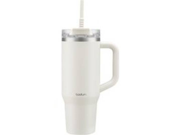 BODUM Gobelet de voyage avec anse et paille en silicone »TRAVELMUG« (blanc/crème)