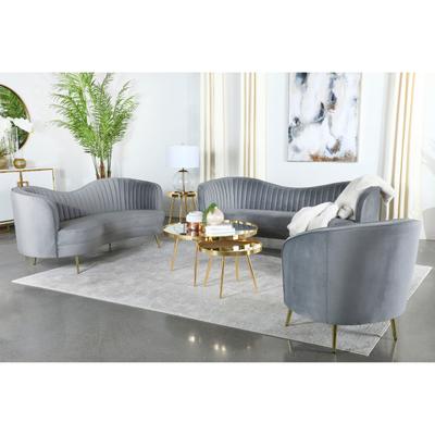 Coaster Sophia Upholstered Channel Tufted Sofa Set Grey