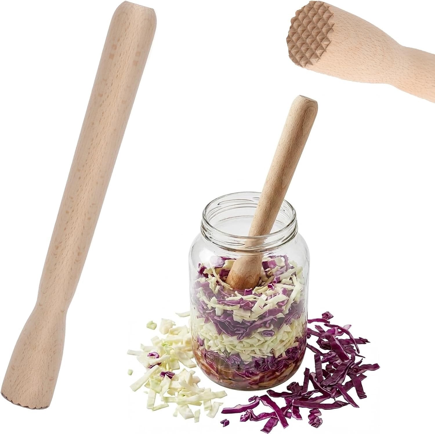 Handmatige Fermentatie Rammer van Beukenhout voor Kimchi en Zuurkool