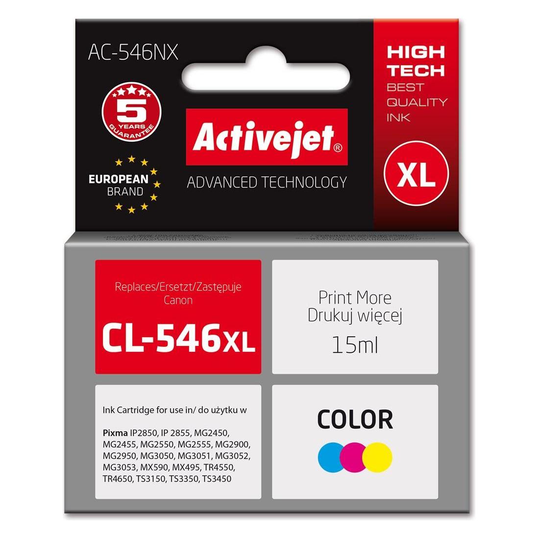 Activejet AC-546NX Druckertinte für Canon, Ersatztinte Canon CL-546XL Supreme 15 ml Far (AC-546NX)