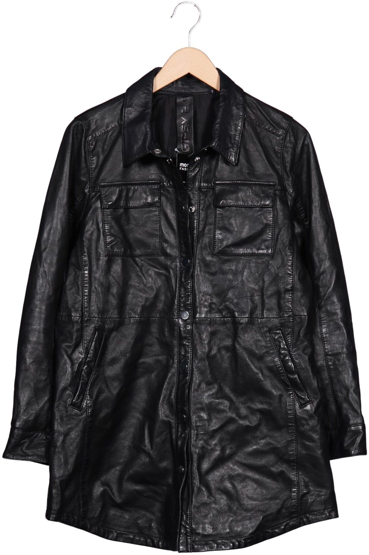 Gipsy Damen Mantel, Schwarz, Gr. S, Leder / Synthetik - Second Hand