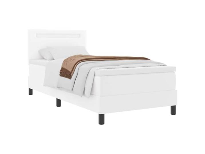 vidaXL Boxspringbett mit Matratze Weiß 90 x 200 cm Kunstleder Modernes Design passt zu jeder Schlafzimmerdekoration. Mittlere Härte der Matratze für ausgewogene Unterstützung