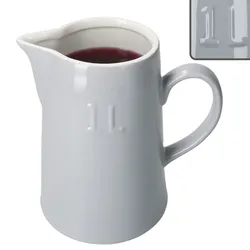 Krug Emilia Grau 1L Steingut grau-creme Milchkanne mit Henkel Saftkaraffe Wasser