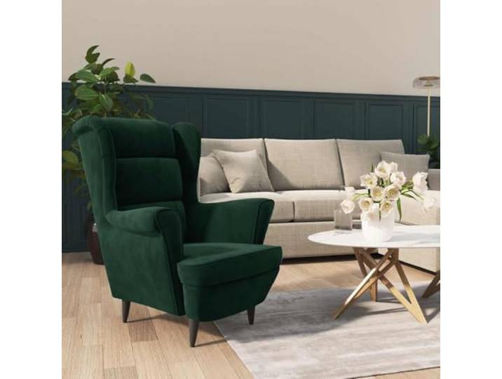 NLQMSU Sessel dunkelgrün aus Samt mit Sperrholzrahmen Gepolsterte Sitzfläche, bequeme Rückenlehne, Kapazität 110 kg, elegantes Design, einfache Wartung