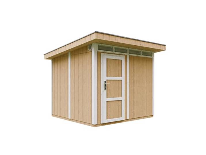 Gartenhaus Premium Qualität 5,9m² - L279xW293cm- All-Inclusive-Set mit Boden, Bitumen-Dachziegeln, Farbset- Hochwertiger Geräteschuppen aus Holzwerkstoffplatten LP Smartside - M903 Harvest Honey