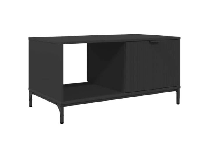 LASWWQMRF Couchtisch Schwarz Eichen-Optik 90x49x46 cm Holzwerkstoff Rechteckiger Wohnzimmertisch mit 1 Schublade und 1 Ablagefach für strukturierte Aufbewahrung von Alltagsgegenständen.