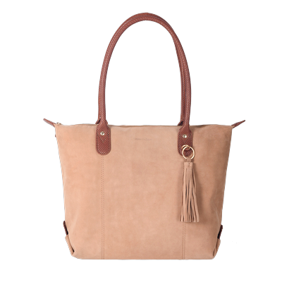 Handtasche HARBOUR 2ND, Damen, Gr. B/H/T: 38cm x 27cm x 14cm, haselnuss, Ziegenleder, Taschen Handtasche, Henkeltasche, Umhängetasche mit dekorativem Fransenanhänger