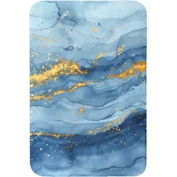 BADEMATTE Aquarell - Blau - Kunst - Gold - Luxus - Modern Rutschfest 60x90 cm