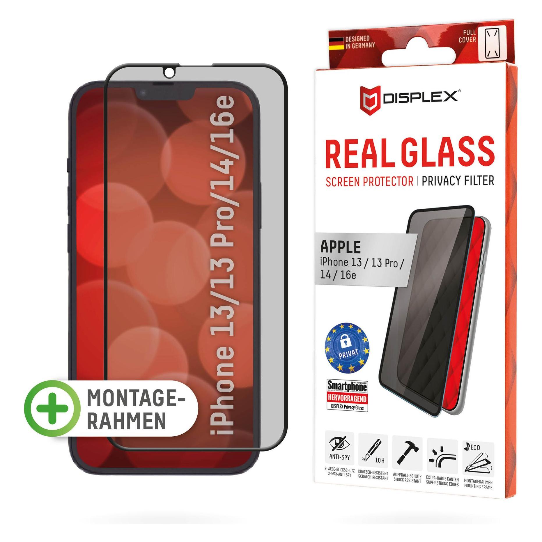 Displex Privacy Glass (Apple iPhone 13, Apple iPhone 13 Pro, Apple iPhone 14, Apple iPhone 16e) (SG00401)