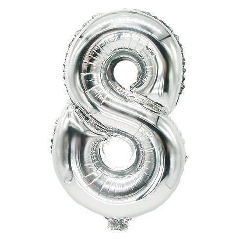 Papstar Folienballon "Zahlen", Ziffer: 8, silber (1x) (86838)