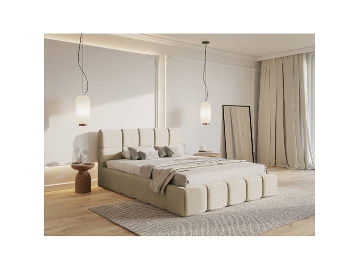 Polsterbett 140x200 cm Cloudy hellbeige Chenille wasserabweisend