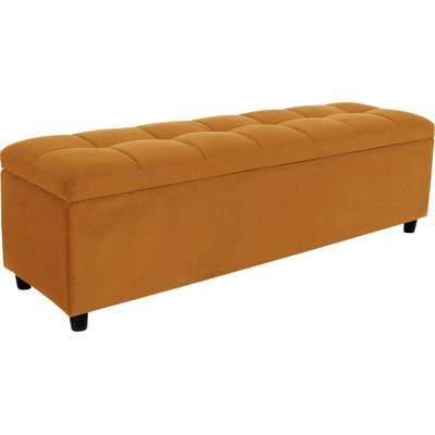 Bettbank "Abgesteppt", gold, B:140cm H:42,5cm T:40cm, Holzwerkstoff, Massivholz, Polyester, Sitzbänke, Bettbank, Mit Stauraum, auch als Garderobenbank geeignet, Polsterbank