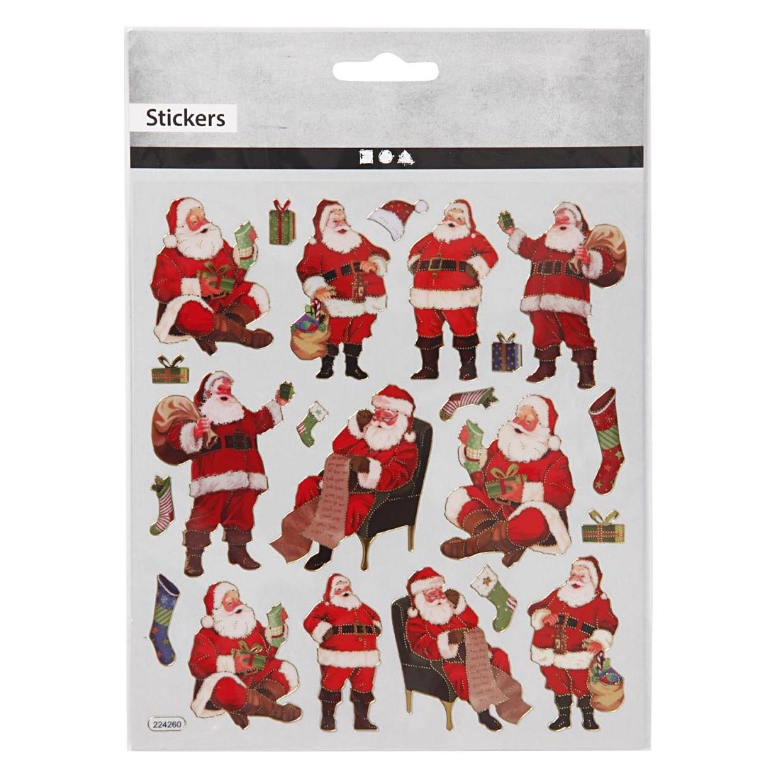 Creativ Company Stickers, Classic Santas, sheet 15x16,5 cm, 1 sheet (1 Sticker) (288618)