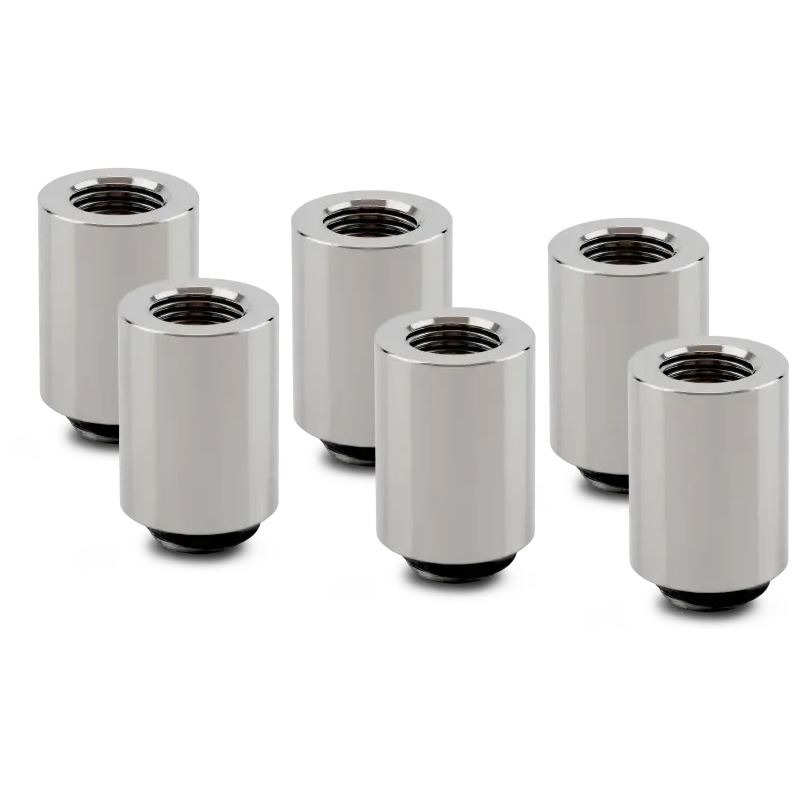 Thermal Grizzly DeltaMate Extender Fitting - MF28, Gloss nickel, 6er-Pack