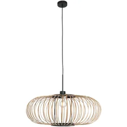 anne light & home Pendelleuchte 1-fl. "Sparkled Light" 4480ZW (3602ZW+K2020BS) Schwarz + Holz/schwarz STE-4480ZW