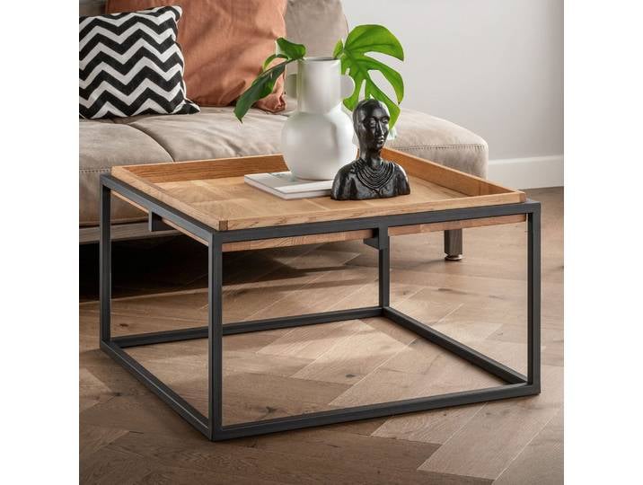 Couchtisch 70x70cm 'Lissabon' Wildeiche Stahl schwarz