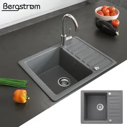 Granit Spüle Küchenspüle Einbauspüle Spülbecken+Drehexcenter+Siphon Grau