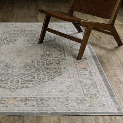 ROW Cavett Textural Distressed Traditional Grey/ Orange Area Rug