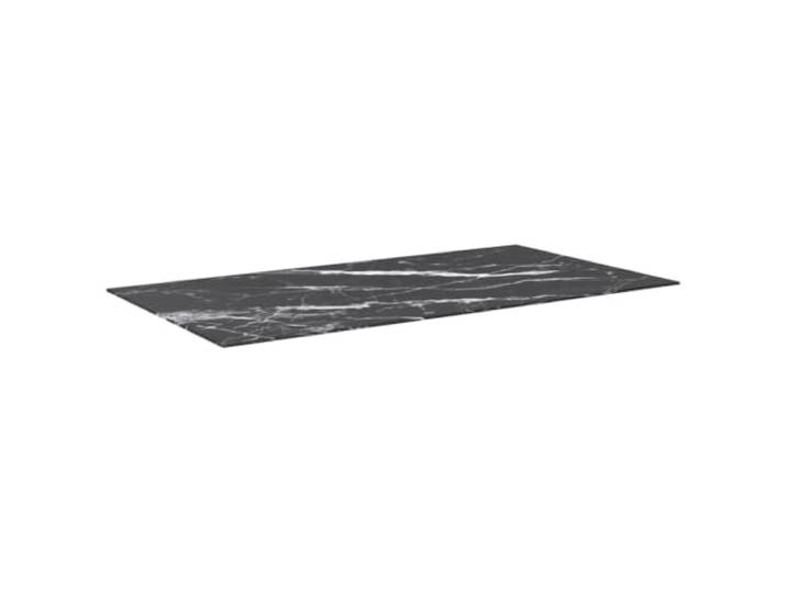 Tischplatte Hartglas Schwarz Marmor 120x65 cm 8 mm Gehärtetes Glas, schwarzes Marmor-Design, Tischplatte für Esszimmer und Couchtisch, leicht zu reinigen