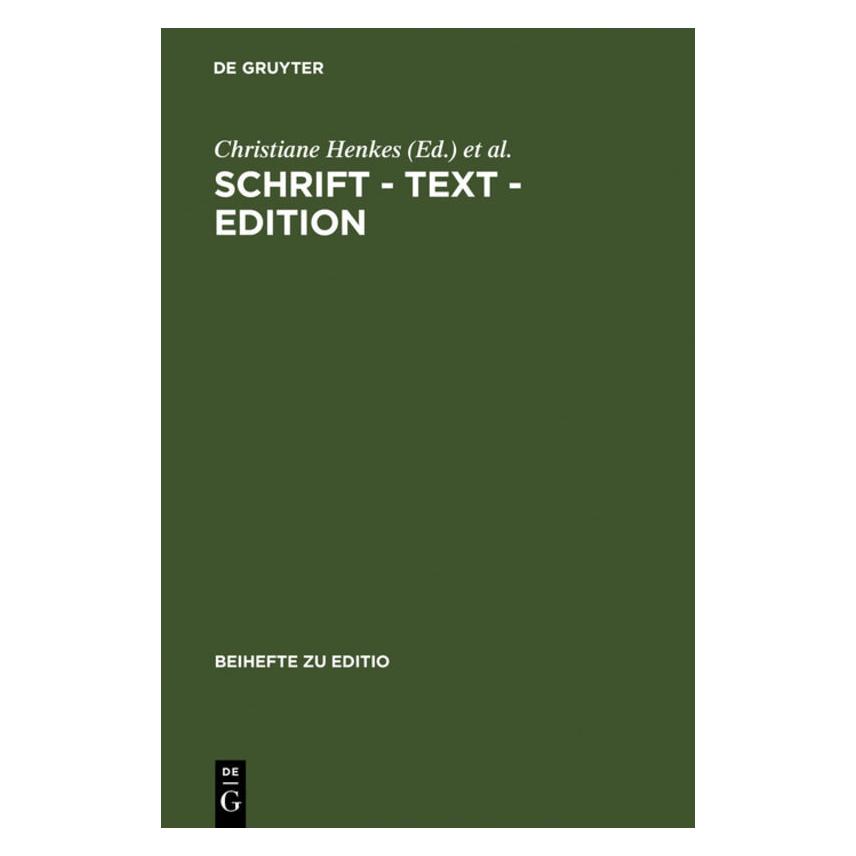 De Gruyter Schrift,Text,Edition.Niemeyer (Deutsch, Hardcover) (67827613)