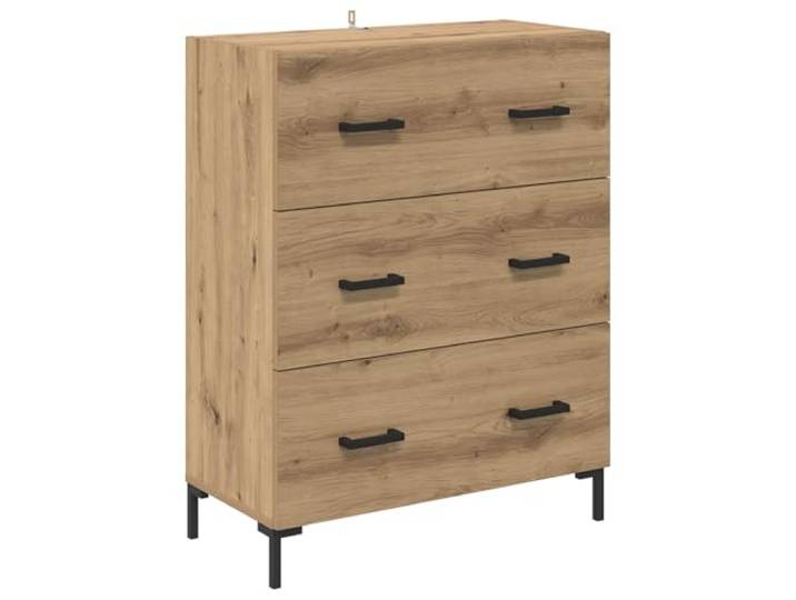 KGFHERENB Sideboard 69,5x34x90 cm Kommode Artisan-Eiche Metall Holz Moderne Anrichte für Wohnzimmer und Schlafzimmer mit geräumigen Schubladen und stabilen Eisenbeinen.