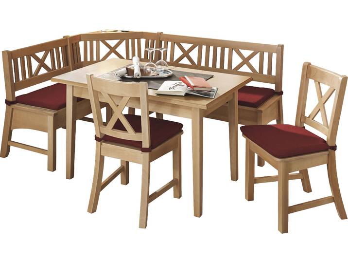 Eckbankgruppe MASSIVLINE & MORE Bodensee , braun (buche massiv natur lackiert, buche massiv natur lackiert, buche massiv natur lackiert), B:137,18cm H:87cm T:52cm, Holz teilmassiv, Sitzmöbel-Sets, Eckbankgruppe