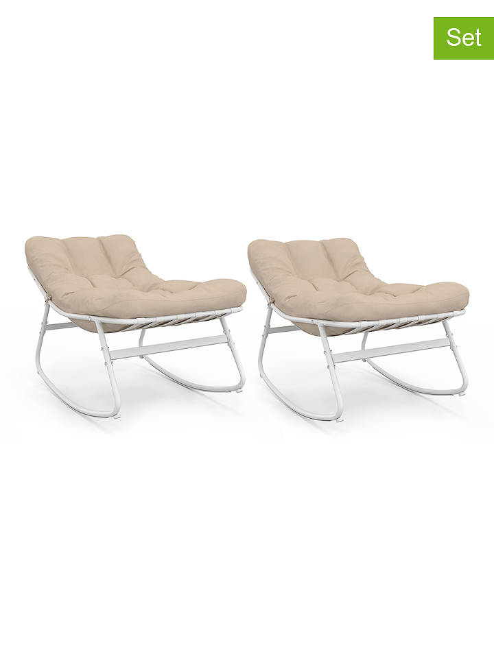 Inkazen 2er-Set: Garten-Schaukelstühle in Creme/ Weiß - (B)64 x (H)73 x (T)108 cm - onesize