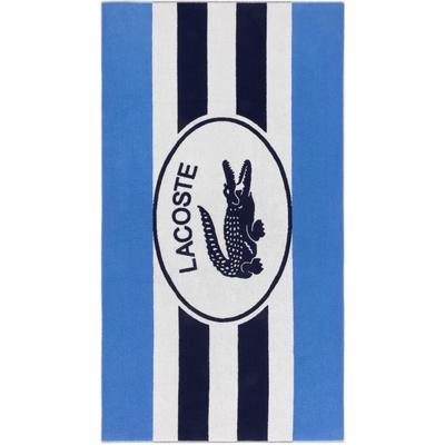 Strandtuch LACOSTE "BADGE", blau (marine), B:90cm L:160cm, Frottier, Obermaterial: 100% Baumwolle, Handtücher, mit Label-Applikationen