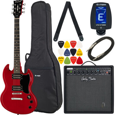 Harley Benton DC-200CH Student Series Bundle Cherry Hochglanz