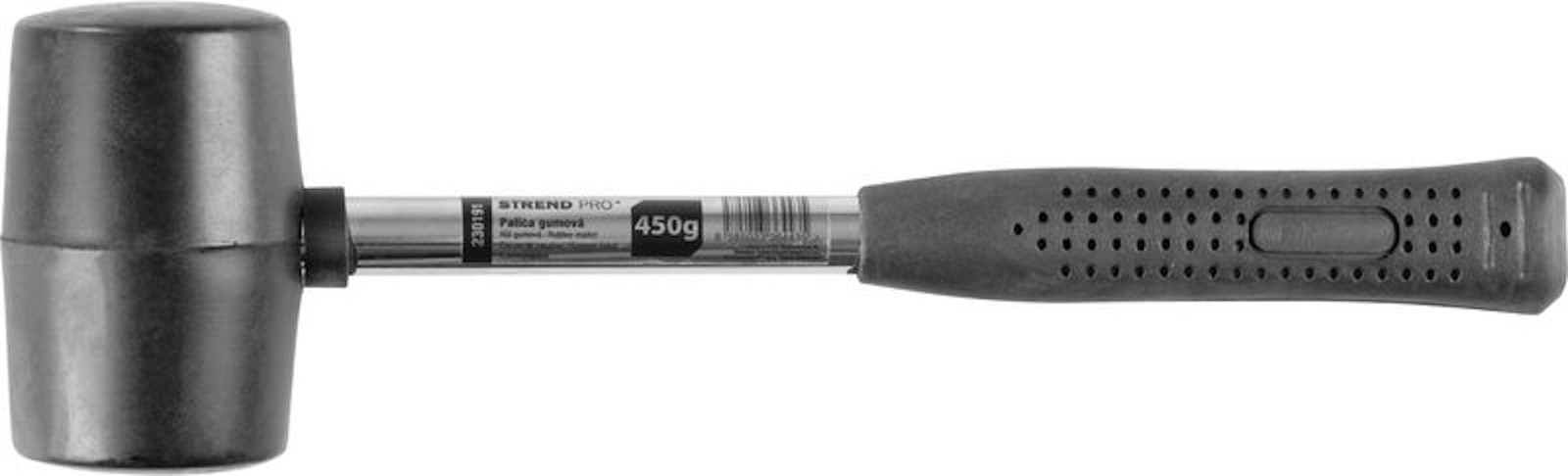 Proregal Rubberhamer Strend Pro HM213 met zwarte kop en metalen handgreep, 450 g