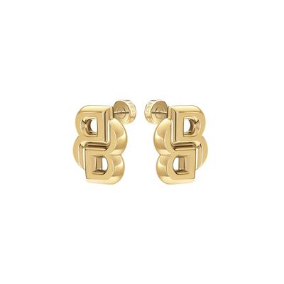 Paar Ohrstecker BOSS "DOUBLE B", gold (gelbgoldfarben, edelstahlfarben), Ohrringe, Damen, Edelstahl