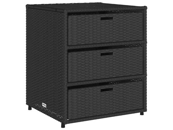 SOLOM@Armoire de rangement de jardin - KEENETH - Caisse de Rangement Pour Extérieur Patio noir 55x59x69cm résine tressée Sep40790