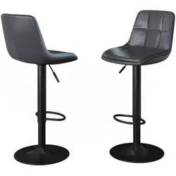 Vicco, Barhocker, Barhocker 2er Set Sena, Grau/Schwarz, 38.5 x 86 cm