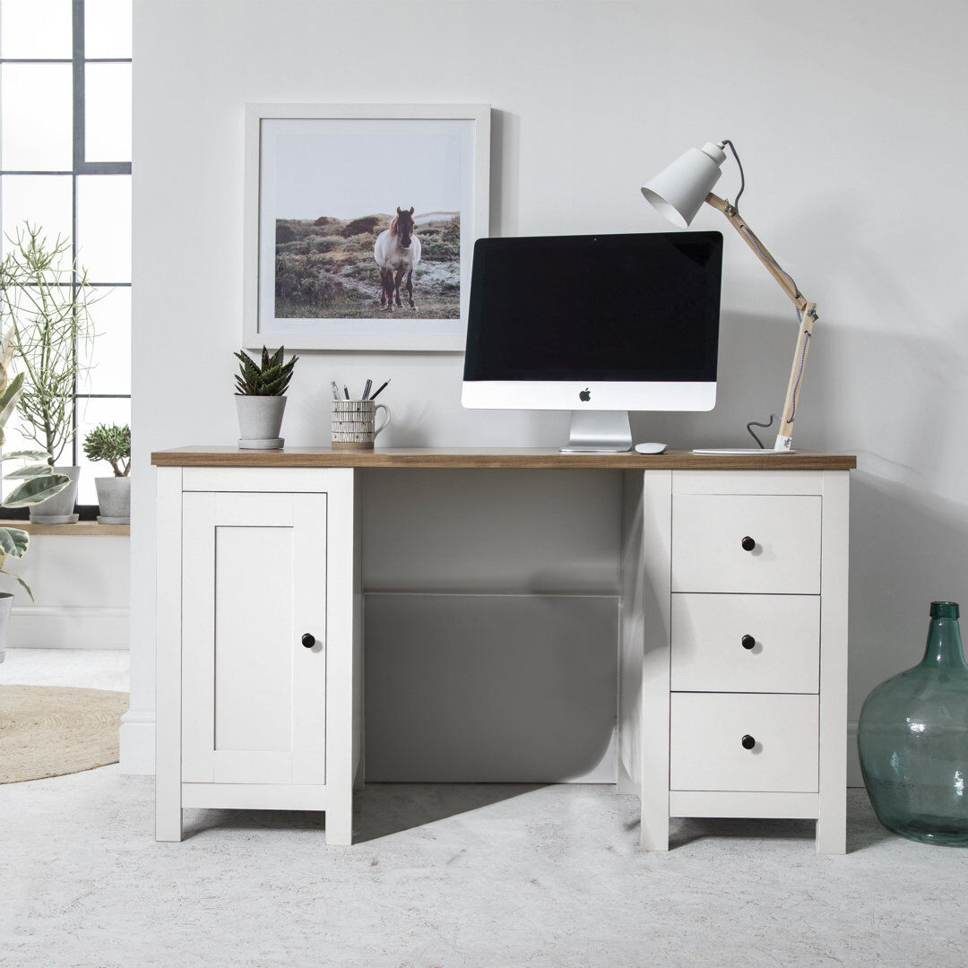 17 Stories Maryhannah Computer Desk Alabaster 76cm H X 135cm W X 45cm D